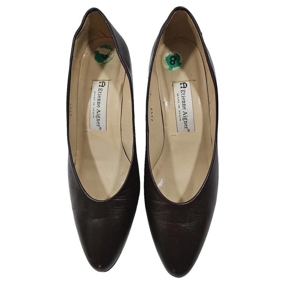 Etienne Aigner ~Woman Size 8~Brown Heels Shoes All Leather Upper "Priscila" - Picture 12 of 12